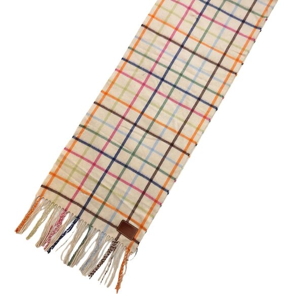 COACH Vintage Cream Multi-Color Plaid Cashmere Scarf - Picture 1 of 16